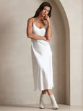 SilkSilky-IT Seta pura Senza maniche Dress Bianco 004