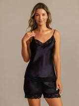 [Nero] SilkSilky-IT Sleeveless V Neck Set di Bretelle 001