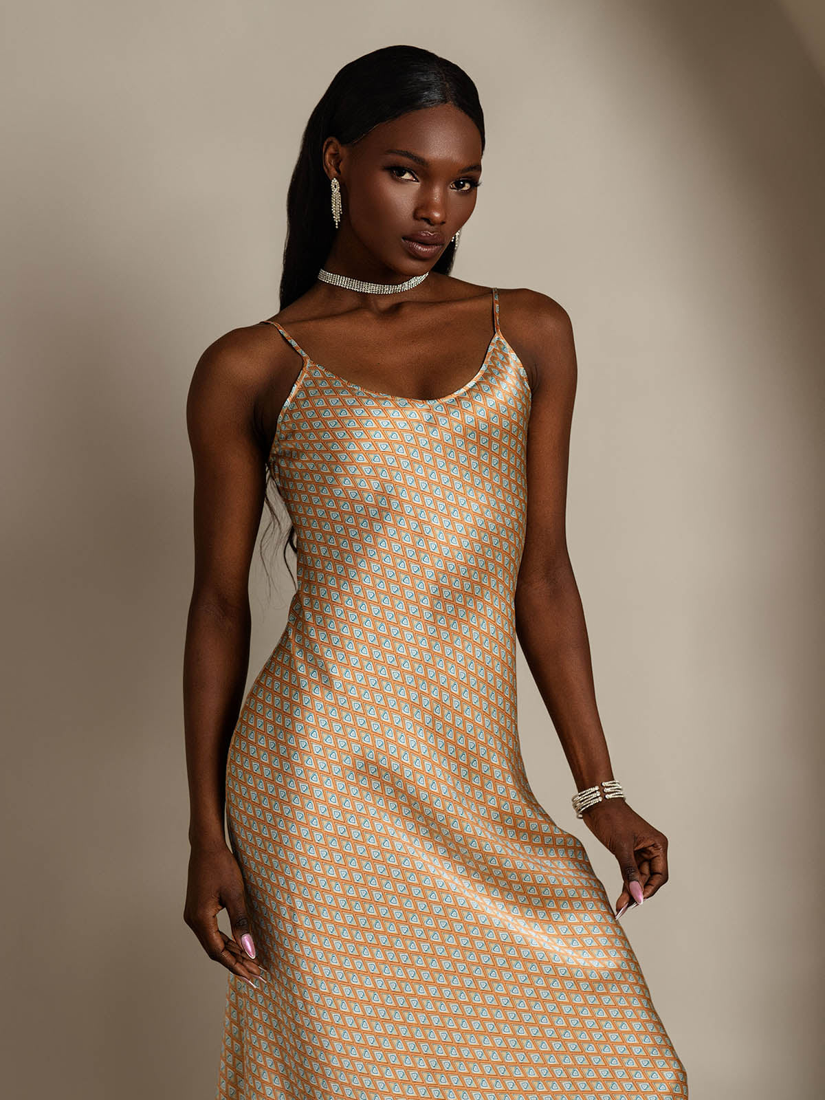 [Blu Grigiastro] SilkSilky-IT Seta pura Nightgown 003,