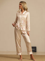 [Champagne] SilkSilky-IT Long Sleeve Lapel Collar Pigiami da donna 007