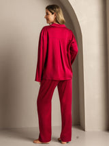 [Vino] SilkSilky-IT 19Momme Manica lunga Collo a Taglio Pigiami da donna 002