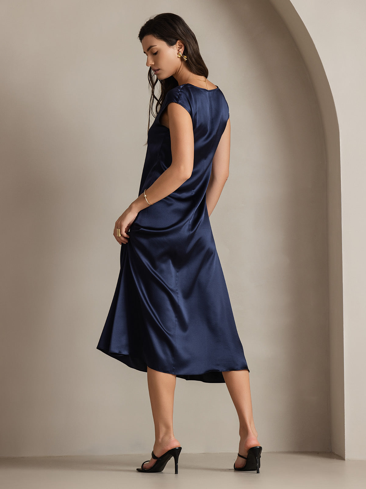[Blu Scuro] SilkSilky-IT 19Momme Seta Dress 001