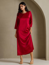 [Vino] SilkSilky-IT 3/4 Sleeve Round Neck Vestiti da donna 005