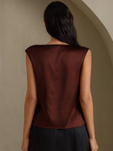 [Cioccolato Fondente] SilkSilky-IT Cap Sleeve Cowl Neck Magliette donna 002