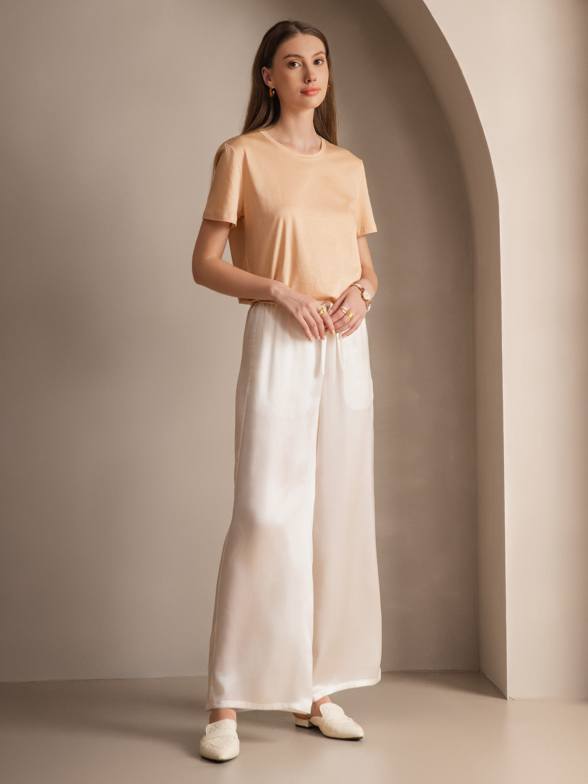 [Bianco] SilkSilky-IT Seta pura Womens Pants 004