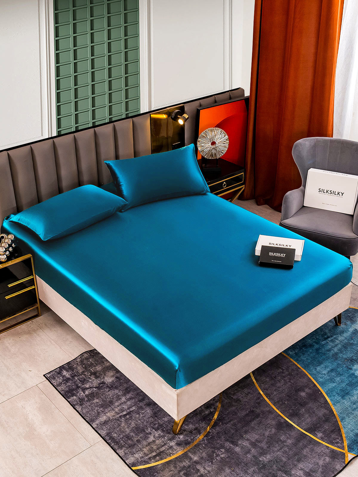 [Verde Acqua] SilkSilky-IT 25Momme Seta pura Bedding Set 001