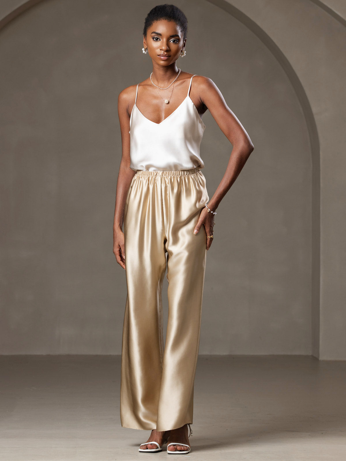 [Beige] SilkSilky-IT Seta pura Camisoles 006