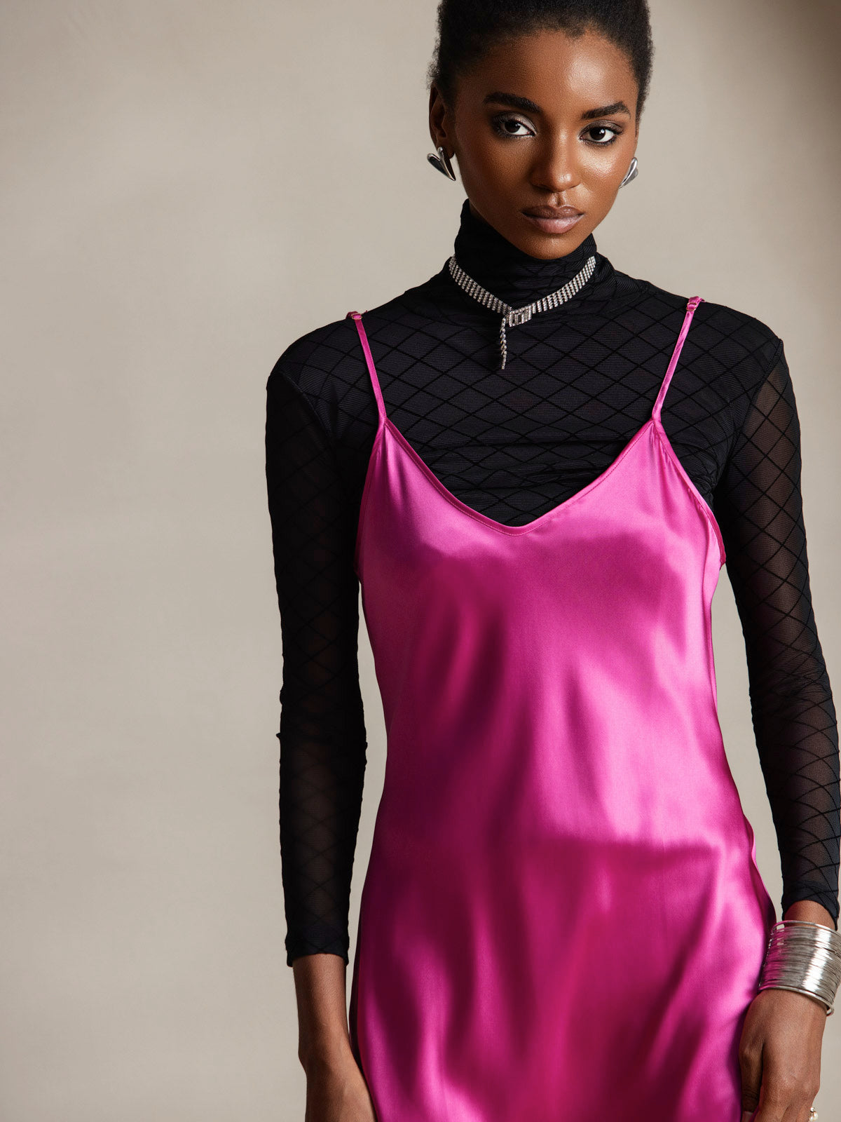 [Rosa Rossa] SilkSilky-IT Senza maniche Vestiti da donna 003