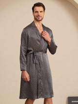 [Ginkgo Nero] SilkSilky-IT Long Sleeve V Neck Vestaglia da uomo 002
