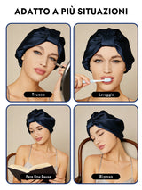 [Blu Scuro] SilkSilky-IT Cuffia di seta 006