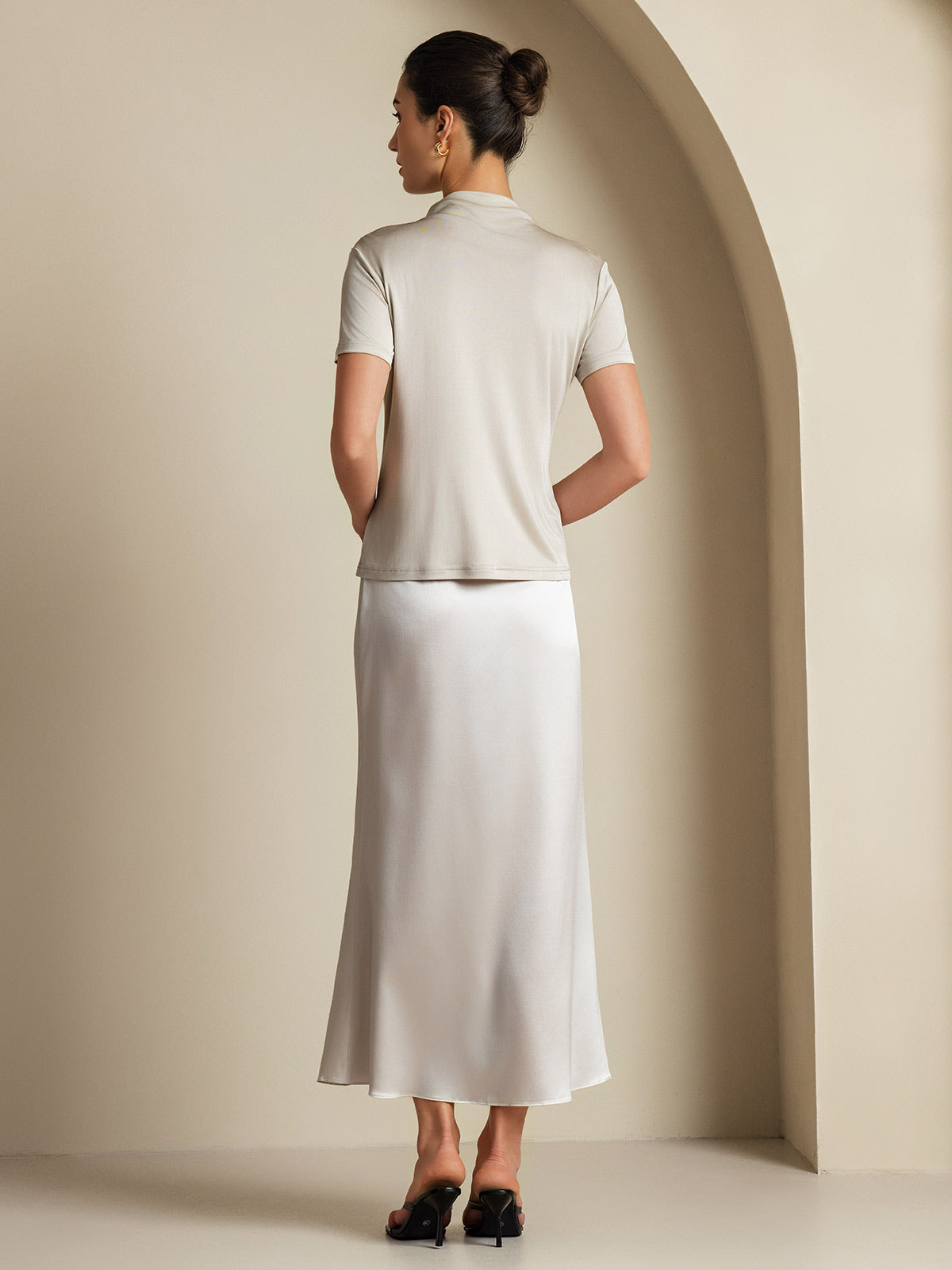 [Grigio Chiaro] SilkSilky-IT 19Momme Seta Skirt 008