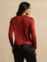 [Mattone Cotto] SilkSilky-IT Long Sleeve Crew Neck Magliette donna 002