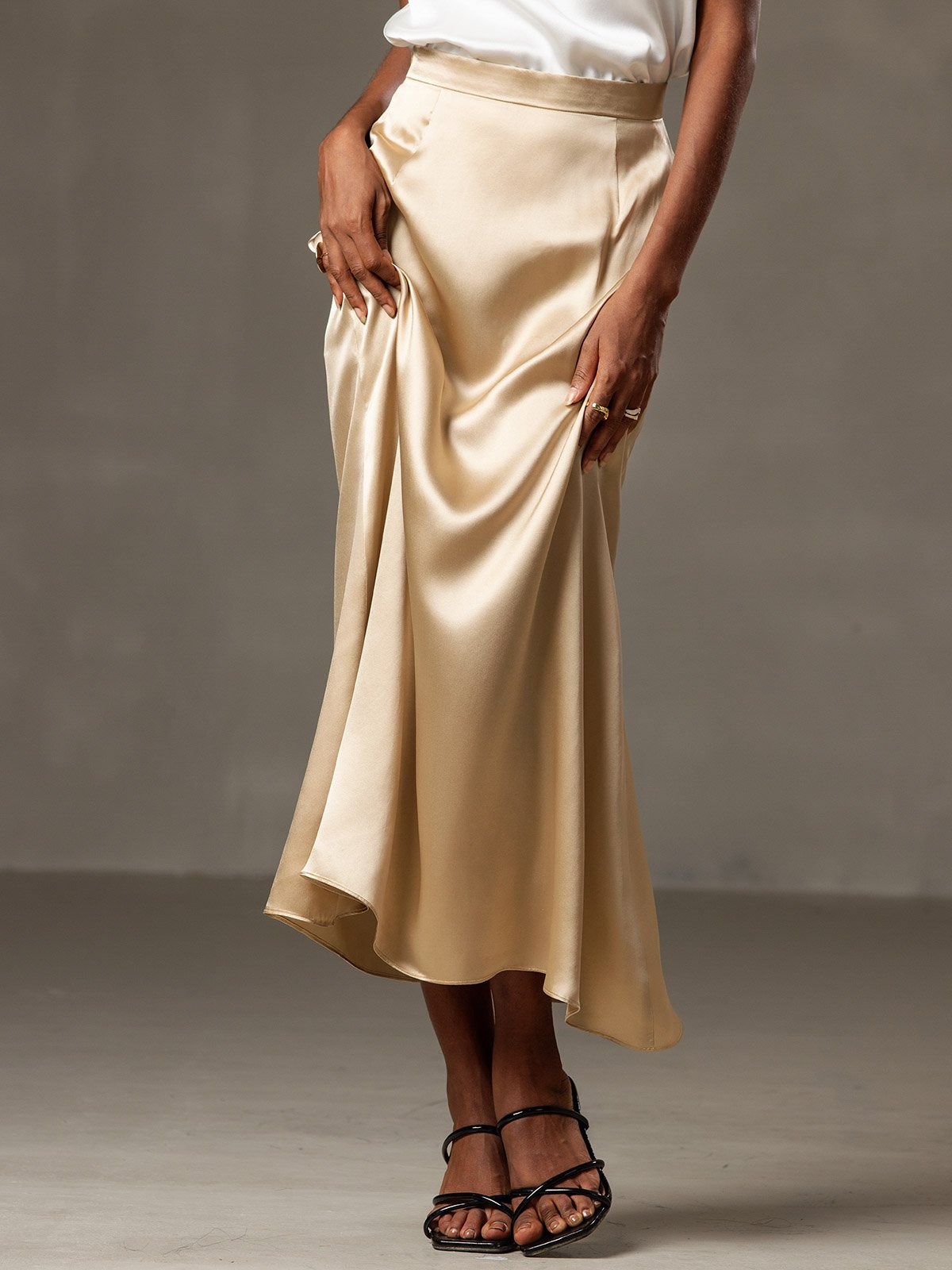 [Champagne] SilkSilky-IT 19Momme Seta Skirt 002