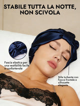 [Blu Scuro] SilkSilky-IT Cuffia di seta 004