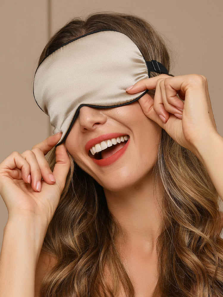 [Beige] SilkSilky-IT 19Momme Seta pura Eye Mask 001