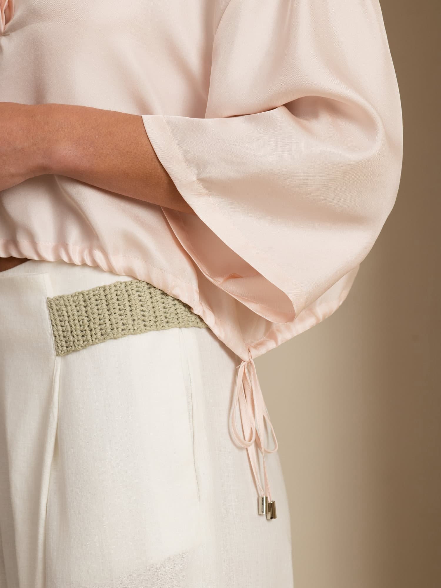 [Rosa] SilkSilky-IT 18Momme Manga media Colletto con Revers Camicette 006