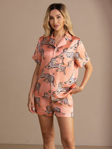 [Gatto Rosa] SilkSilky-IT Short Sleeve Lapel Collar Pigiami da donna 004