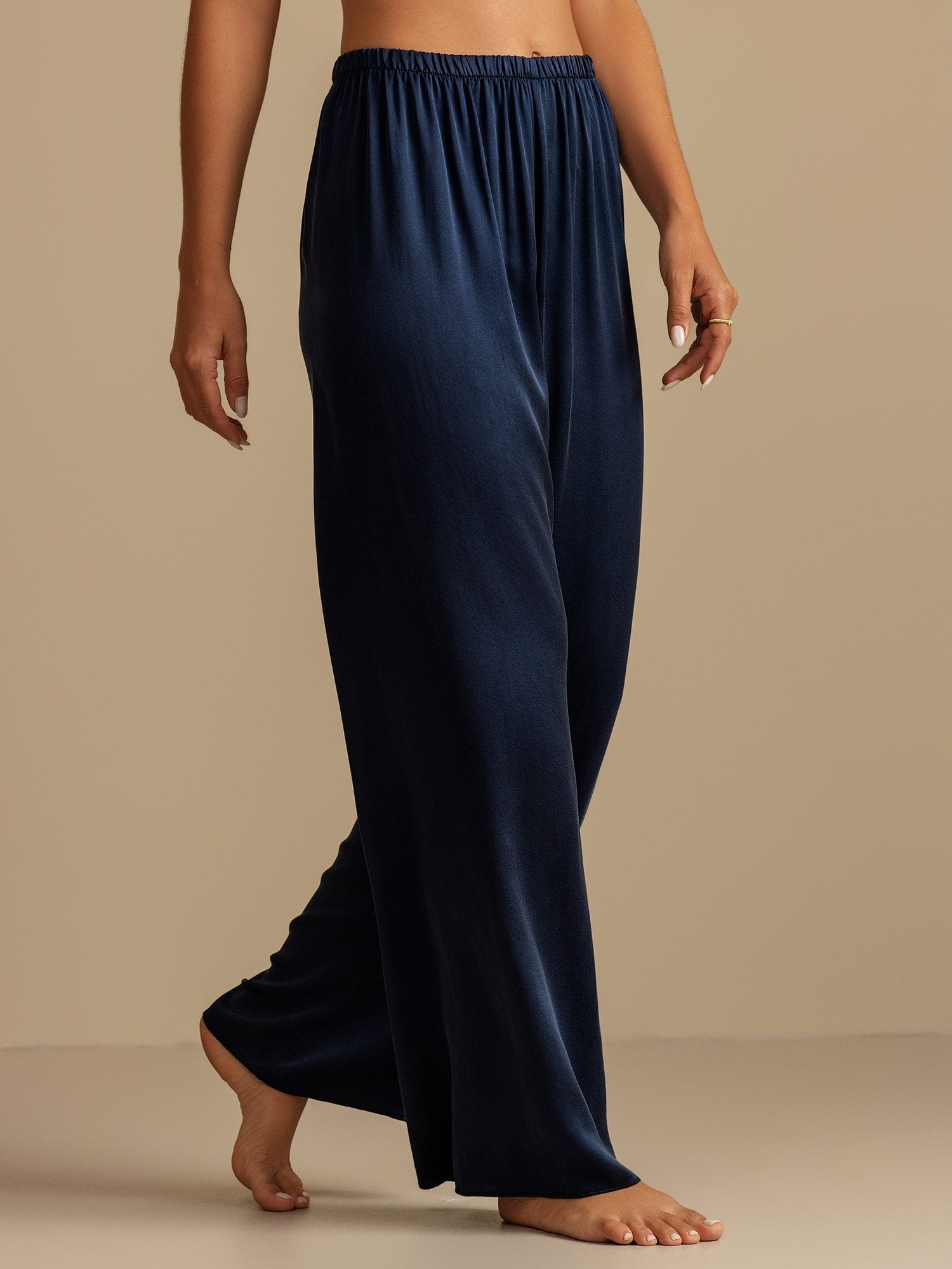 [Blu Scuro] SilkSilky-IT 19Momme Seta Womens Sleep Bottoms 003,