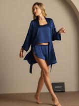 [Blu Scuro] SilkSilky-IT 3/4 Sleeve Scoop Neck Pigiami da donna 006