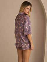 [Palma Rosa] SilkSilky-IT Half Sleeve Lapel Collar Pigiami da donna 002