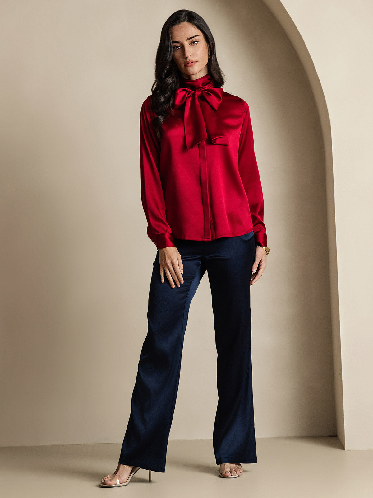 [Vino] SilkSilky-IT 19Momme Seta Manica lunga Blouse 008