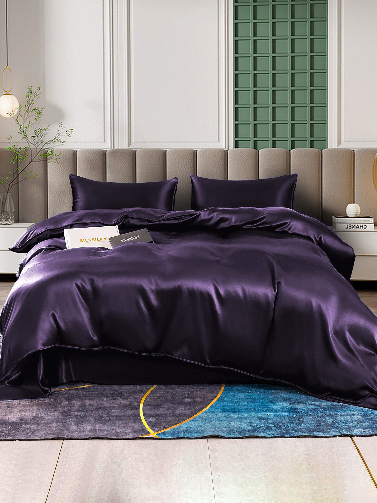 [Viola Scuro] SilkSilky-IT 22Momme Seta pura Bedding Set 001,