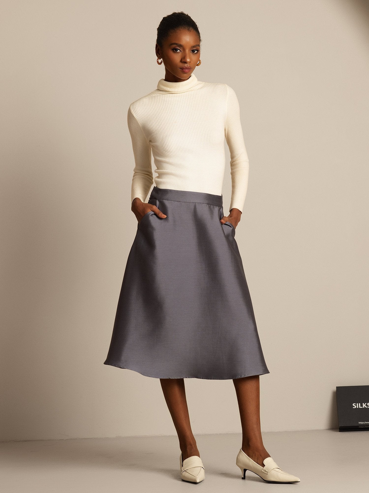 [Grigio] SilkSilky-IT 32Momme Seta Skirt 005,