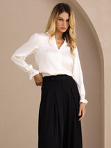 [Bianco] SilkSilky-IT Long Sleeve Bluse 004
