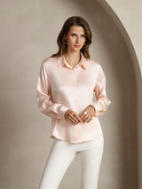 [Rosa Chiaro] SilkSilky-IT Long Sleeve Lapel Collar Camicie da donna 004