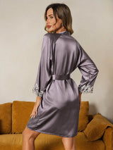 [Grigio Porpora] SilkSilky-IT 3/4 Sleeve Vestaglia da donna 002