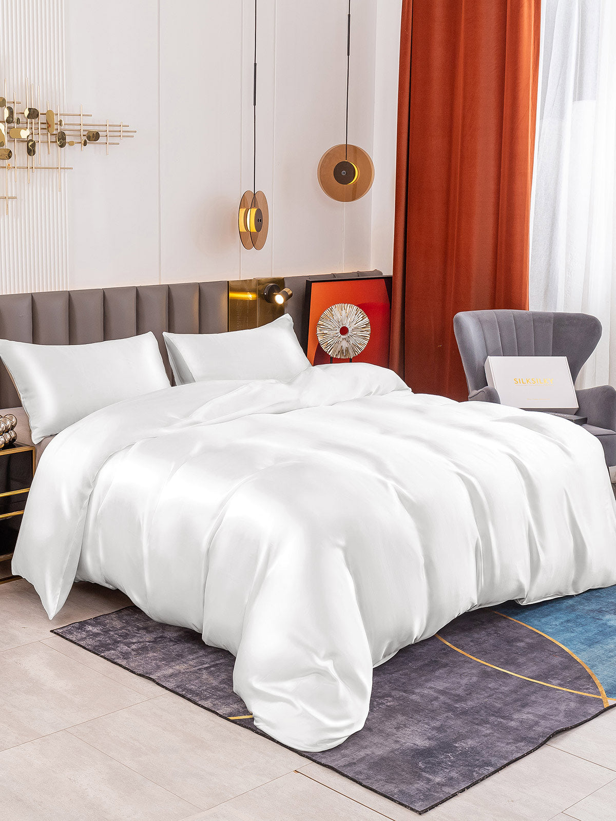 [Bianco] SilkSilky-IT 19Momme Seta pura Bedding Set 001