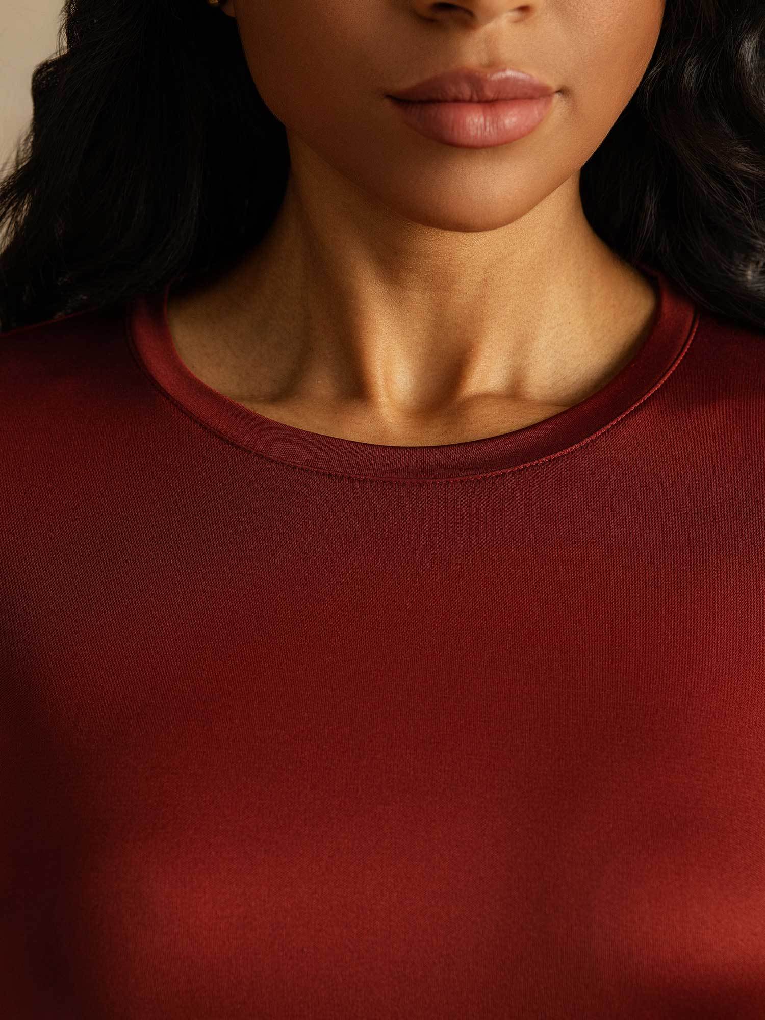 [Mattone Cotto] SilkSilky-IT Seta pura Womens T-Shirt 004,