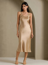 [Oro Champagne] SilkSilky-IT Sleeveless Vestiti da donna 001