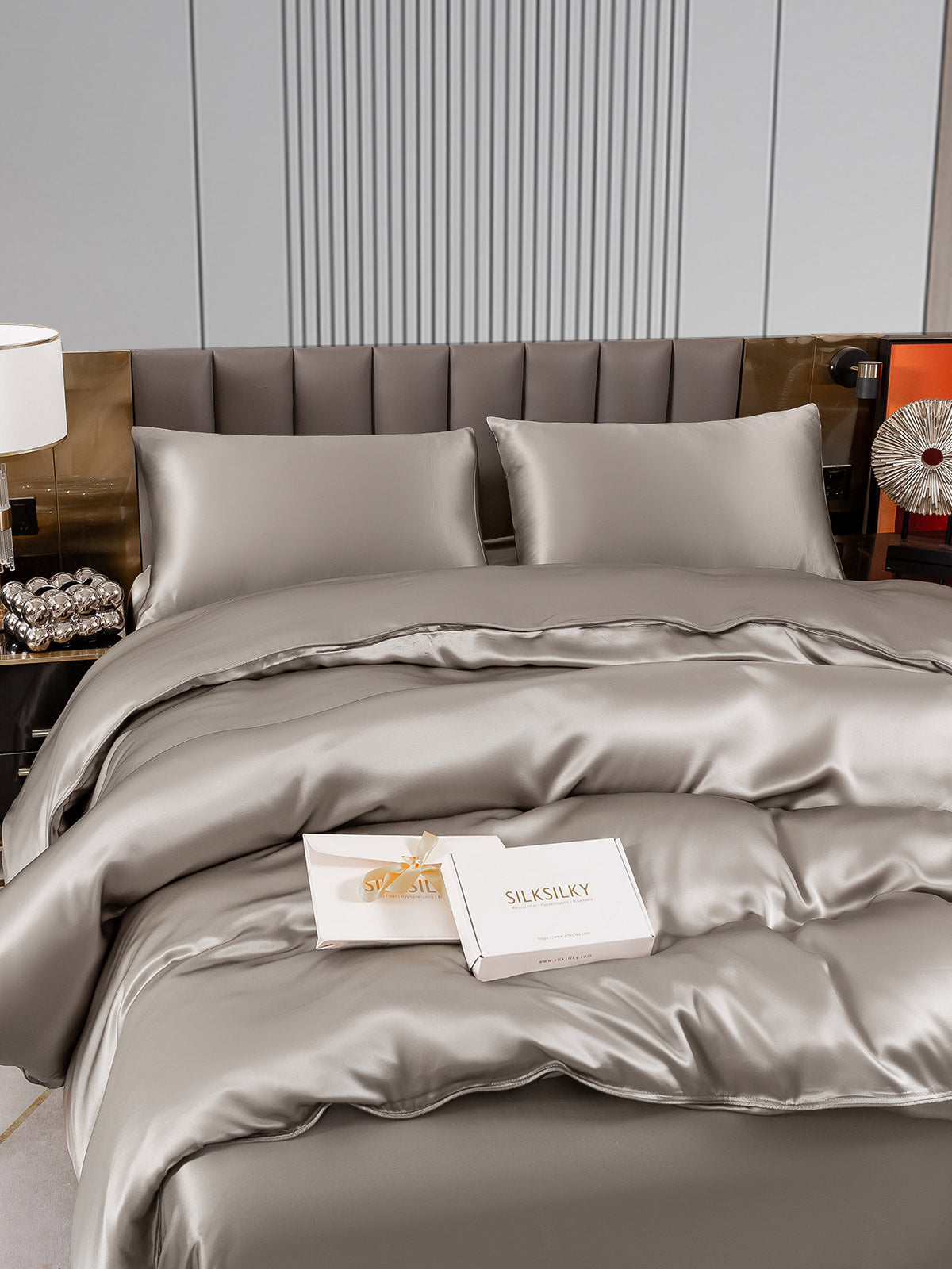 [Grigio] SilkSilky-IT 22Momme Seta pura Bedding Set 005