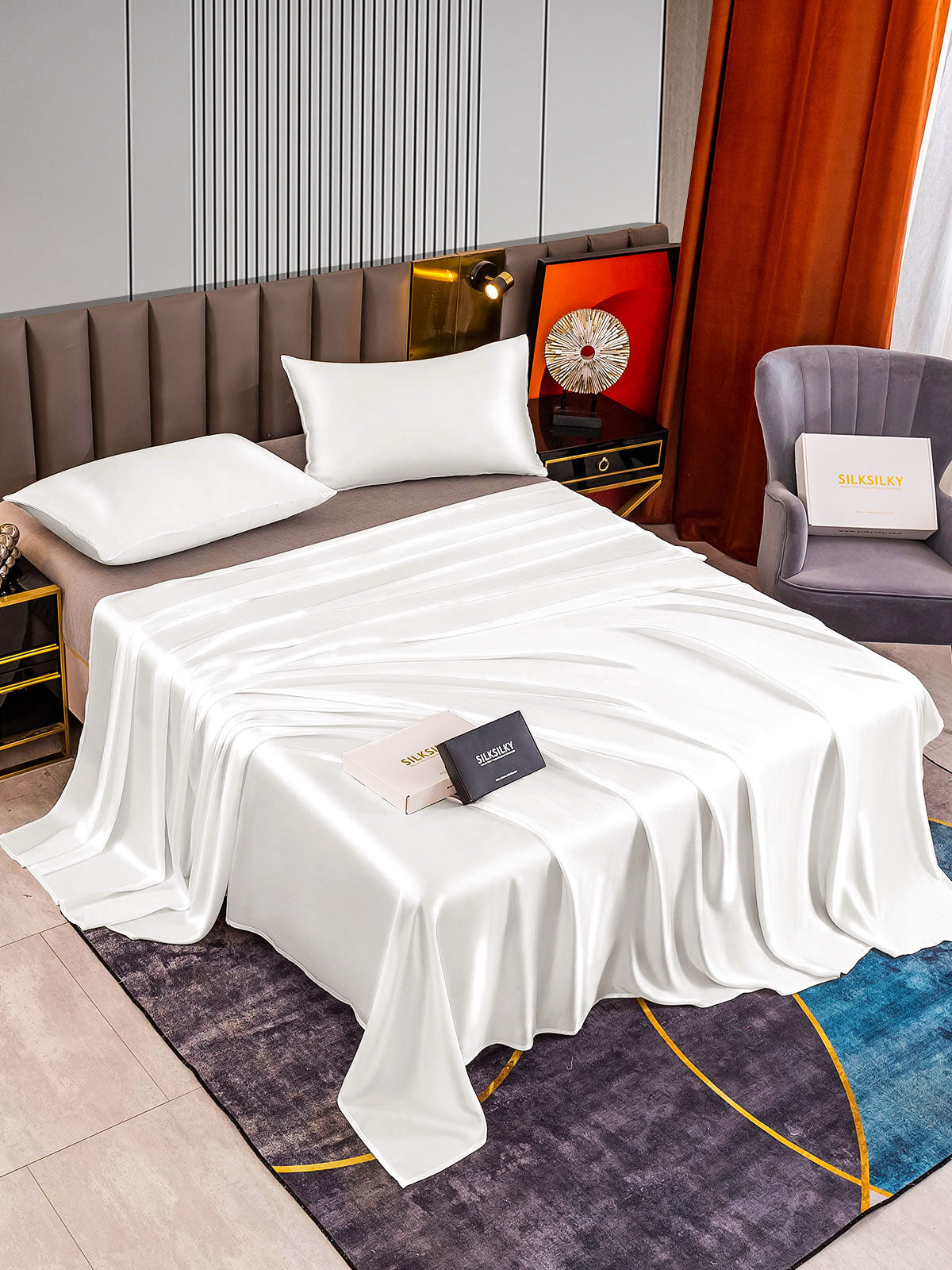 [Bianco] SilkSilky-IT 22Momme Seta pura Bedding Set 002