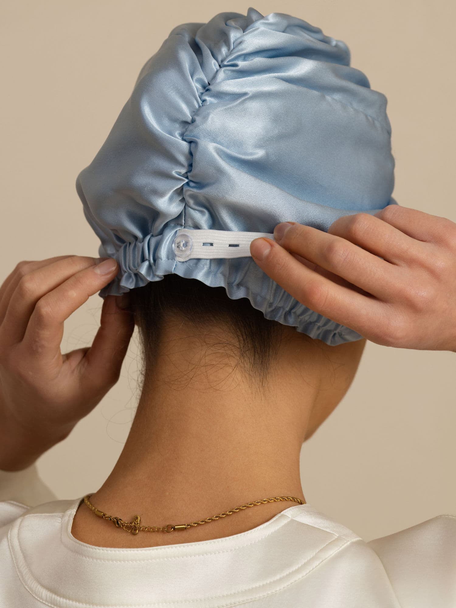 [Blu Acciaio] SilkSilky-IT 22Momme Cuffia di seta 002