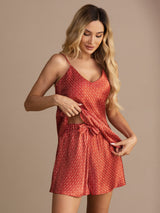 [Ginkgo Borgogna] SilkSilky-IT Sleeveless V Neck Set di Bretelle 005