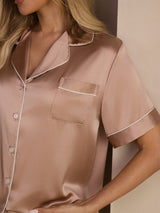 [Toscana] SilkSilky-IT Short Sleeve Lapel Collar Pigiami da donna 004