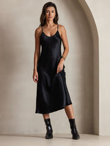 [Nero] SilkSilky-IT Sleeveless V Neck Vestiti da donna 001