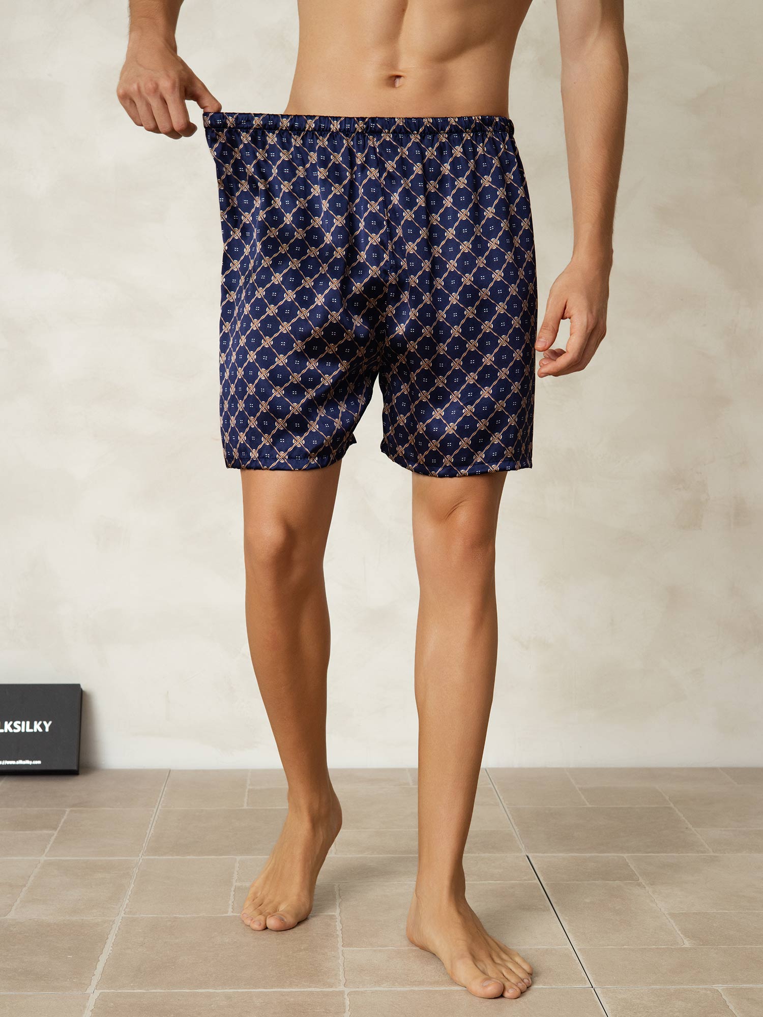 [Catena Blu Navy] SilkSilky-IT Seta pura Mens Sleep Bottoms 002