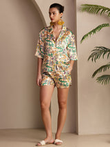[Coccodrillo Sabbia] SilkSilky-IT Short Sleeve Notch Collar Pigiami da donna 003