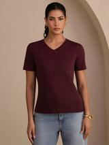 [Vino] SilkSilky-IT Short Sleeve V Neck Magliette donna 003