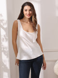 SilkSilky IT Seta pura Senza maniche Collo a U Cami Bianco 005