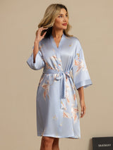 [Azzurro] SilkSilky-IT 3/4 Sleeve Vestaglia da donna 003