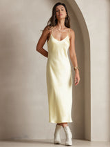 [Giallo Chiaro] SilkSilky-IT Sleeveless V Neck Camicia da notte 003