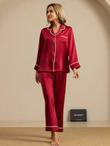 [Vino] SilkSilky-IT Manica lunga Collo a Taglio Pigiami da donna 003