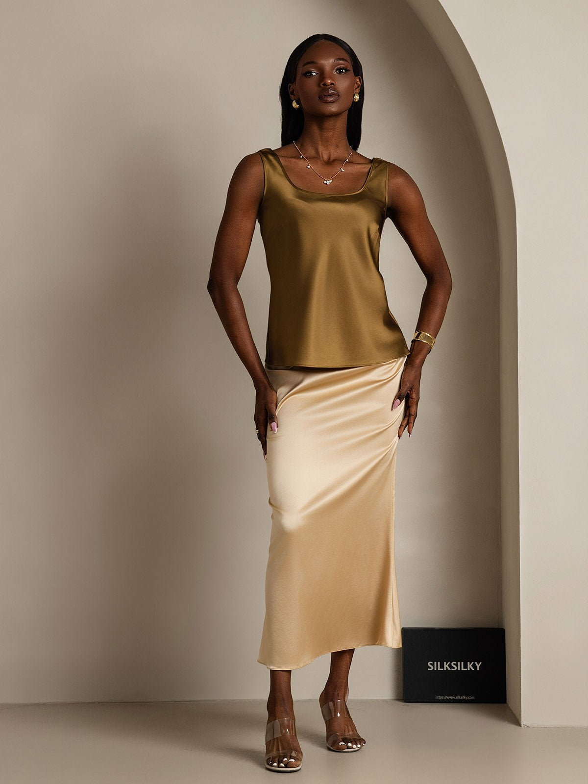 [Marrone] SilkSilky-IT 19Momme Seta Camisoles 007