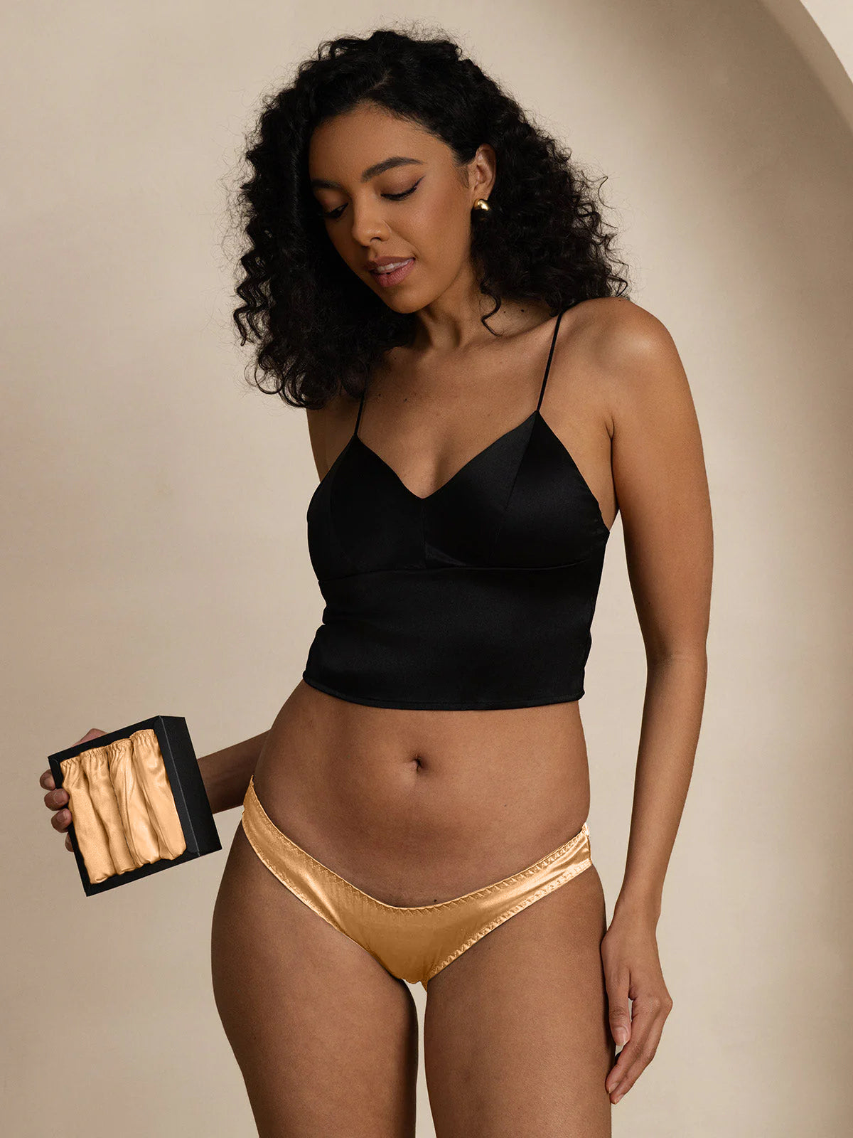 [Champagne] SilkSilky-IT Maglia di seta Panty 006,