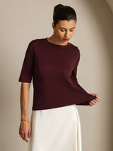 [Vino Windsor] SilkSilky-IT Half Sleeve Crew Neck Magliette donna 005