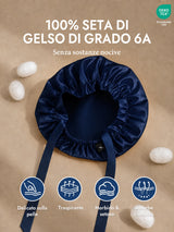 [Blu Scuro] SilkSilky-IT Cuffia di seta 002